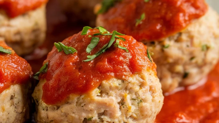 Baked Turkey Meatballs with Marinara - Featured