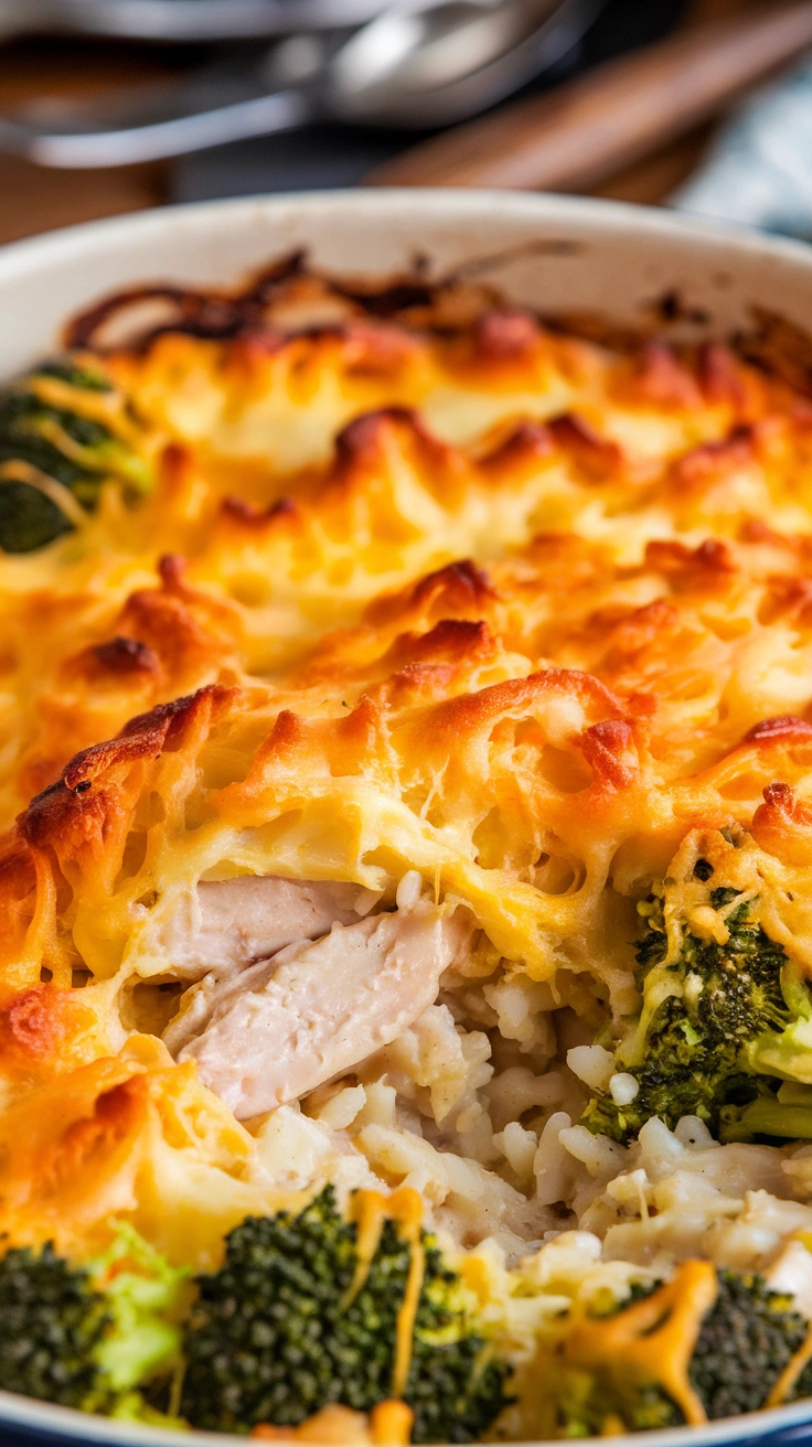 Cheesy Broccoli and Chicken Rice Casserole