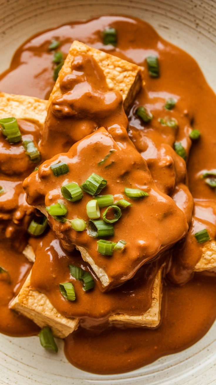 Crispy Tofu with Peanut Sauce