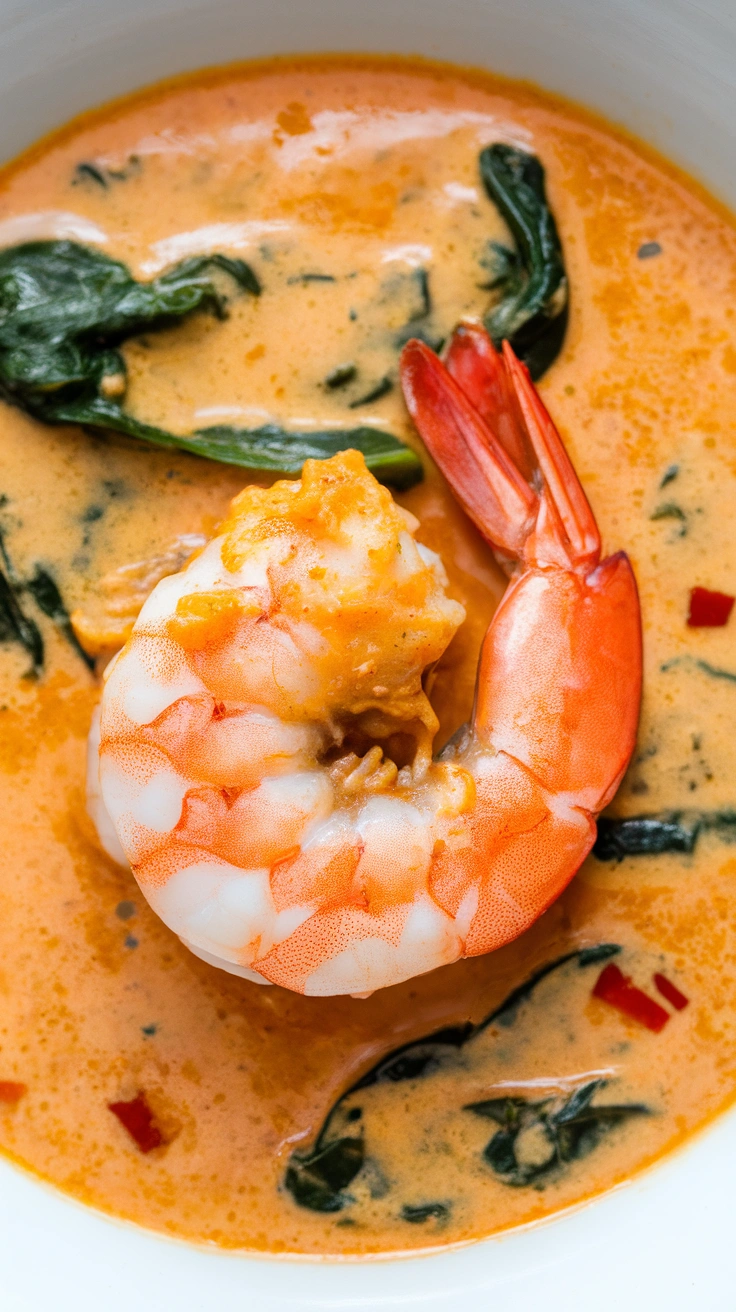 One Pot Coconut Curry Shrimp with Spinach