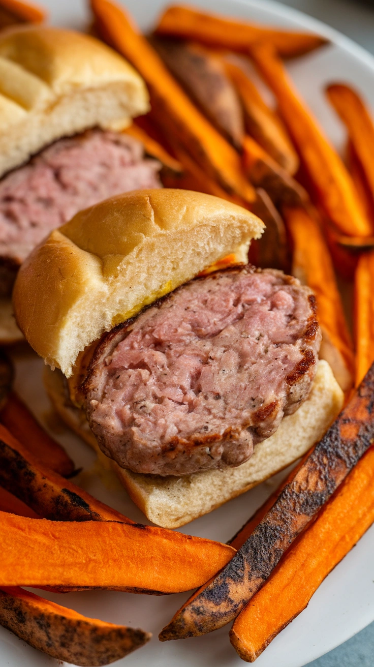 Turkey Burger Sliders with Sweet Potato Fries