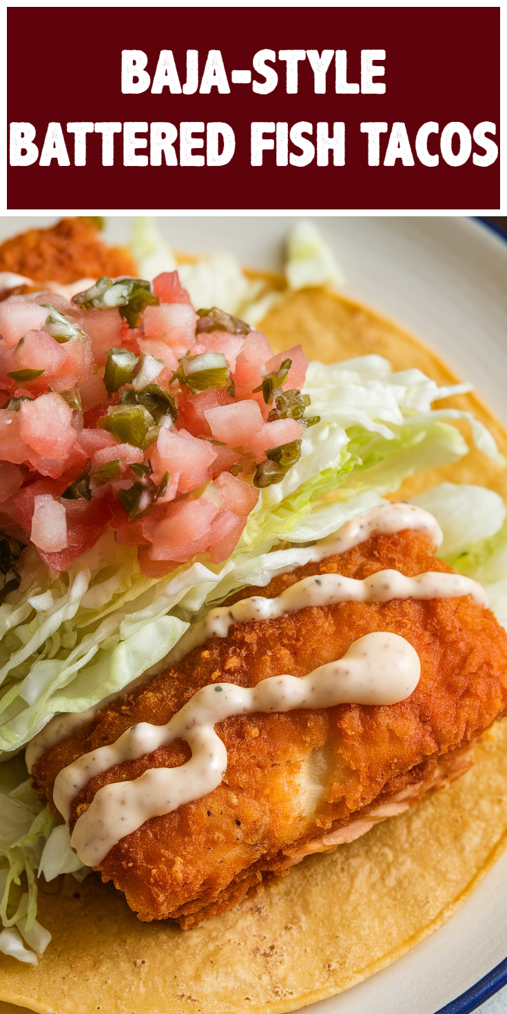 Pinterest Pin for Baja-Style Battered Fish Tacos