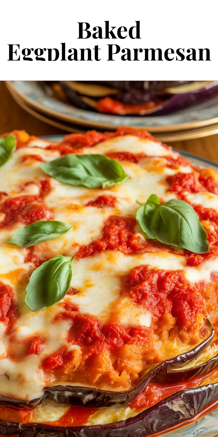 Pinterest Pin for Baked Eggplant Parmesan