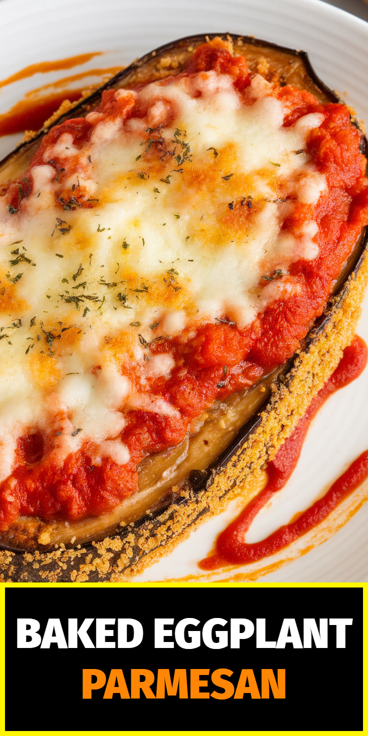 Pinterest Pin for Baked Eggplant Parmesan