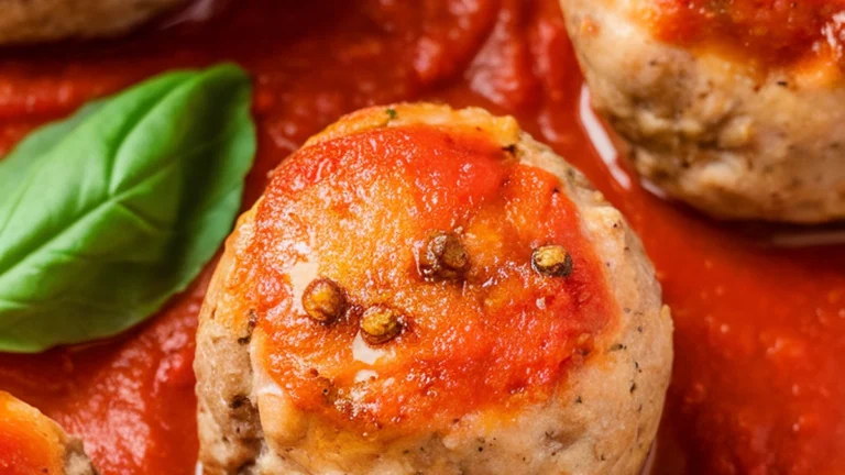 Baked Turkey Meatballs in Marinara - Featured