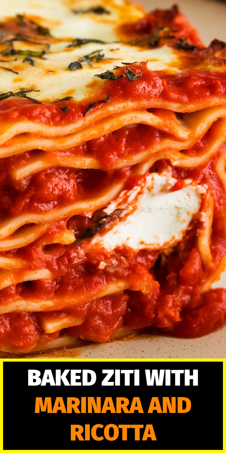 Pinterest Pin for Baked Ziti with Marinara and Ricotta