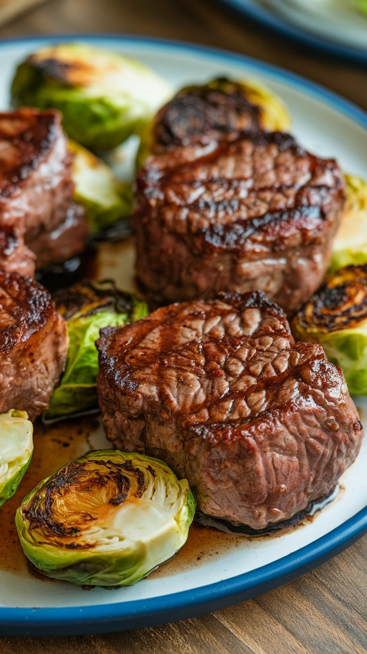 Balsamic Steak Bites with Brussels Sprouts