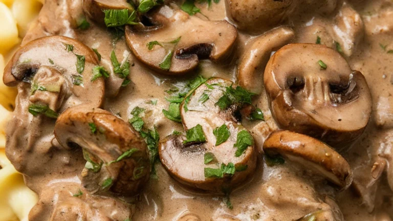 Beef Stroganoff over Egg Noodles - Featured