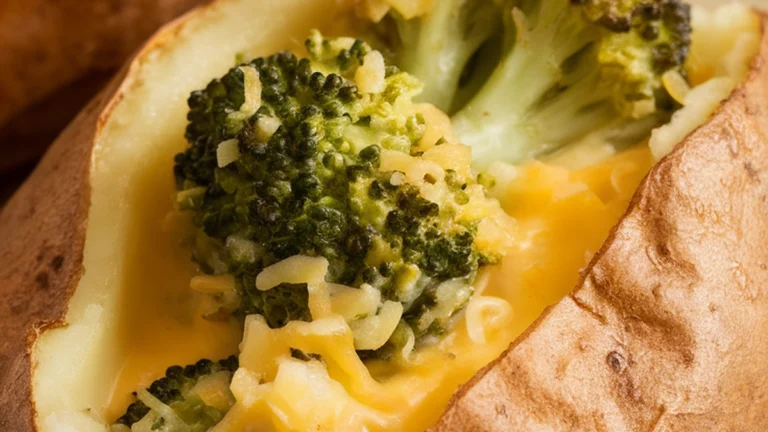 Broccoli and Cheese Stuffed Baked Potatoes - Featured