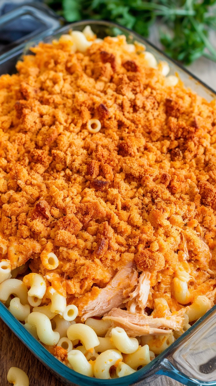 Buffalo Chicken Macaroni Bake