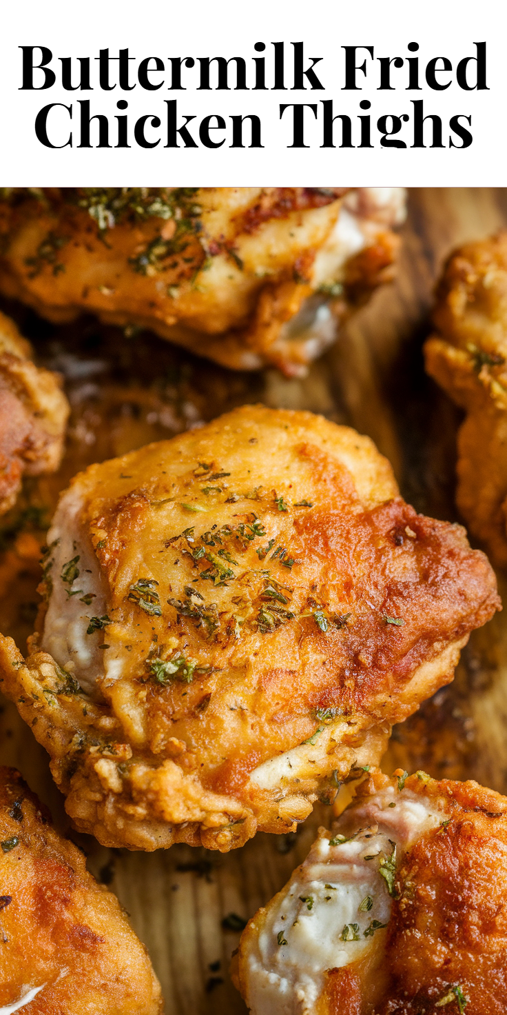 Pinterest Pin for Buttermilk Fried Chicken Thighs