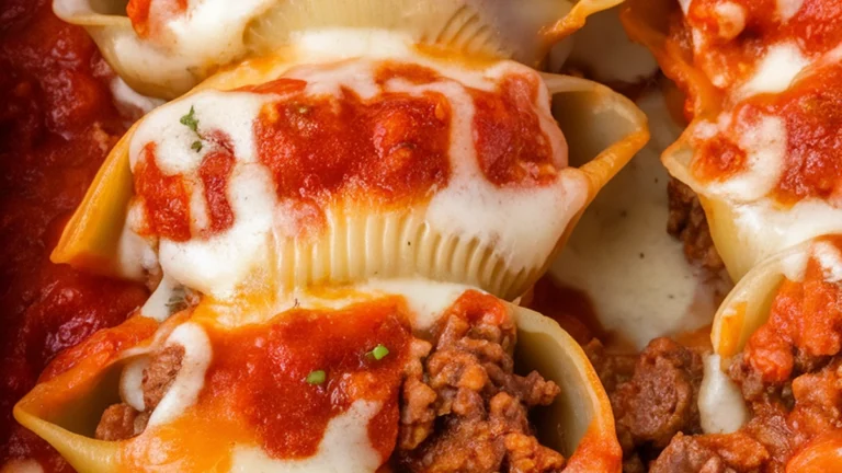 Cheesy Beef Stuffed Shells - Featured