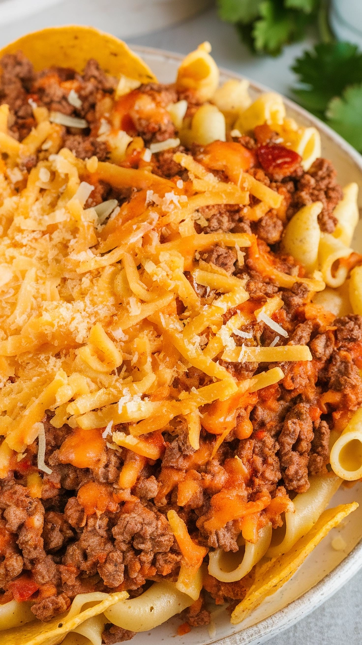 Cheesy Ground Beef Taco Pasta