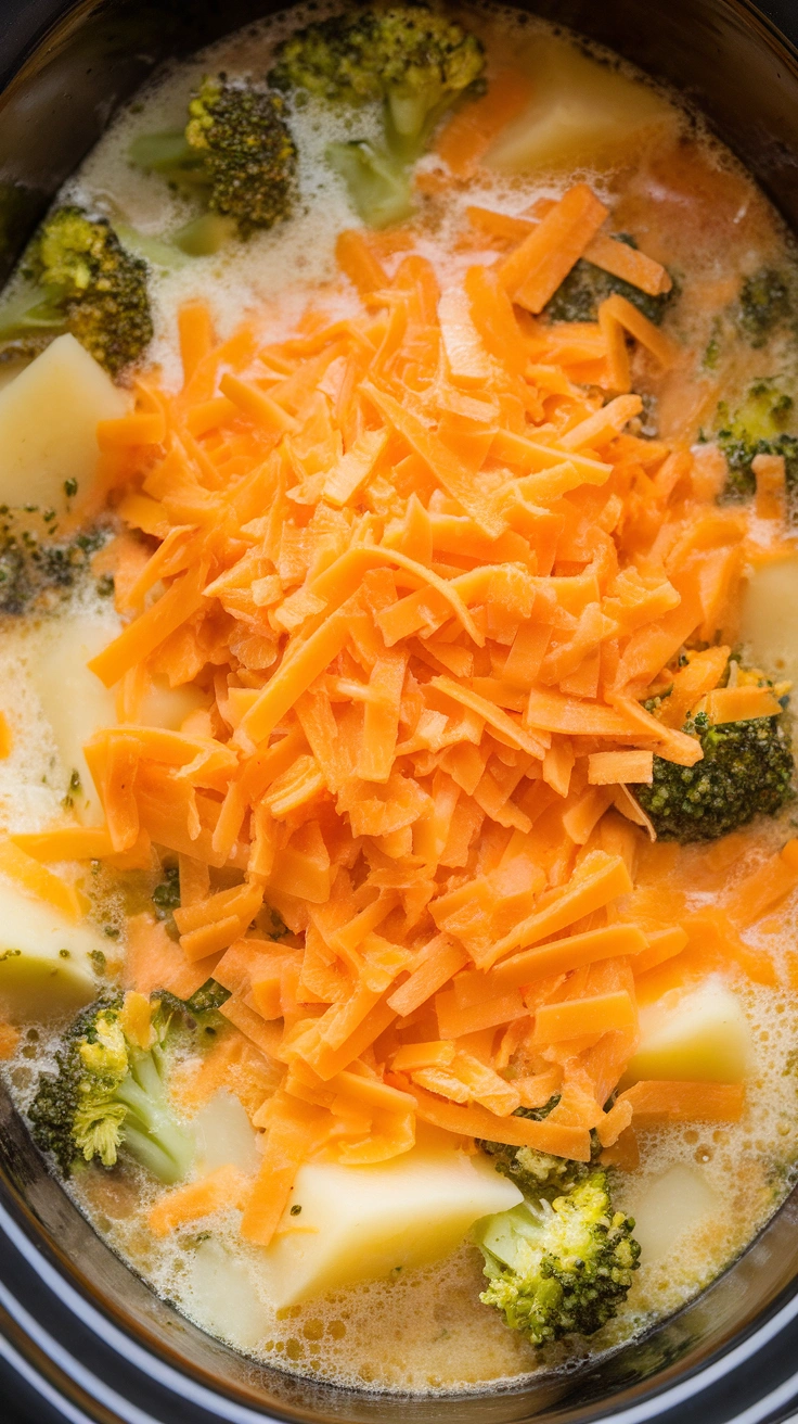 Cheesy Slow Cooker Potato and Broccoli Soup