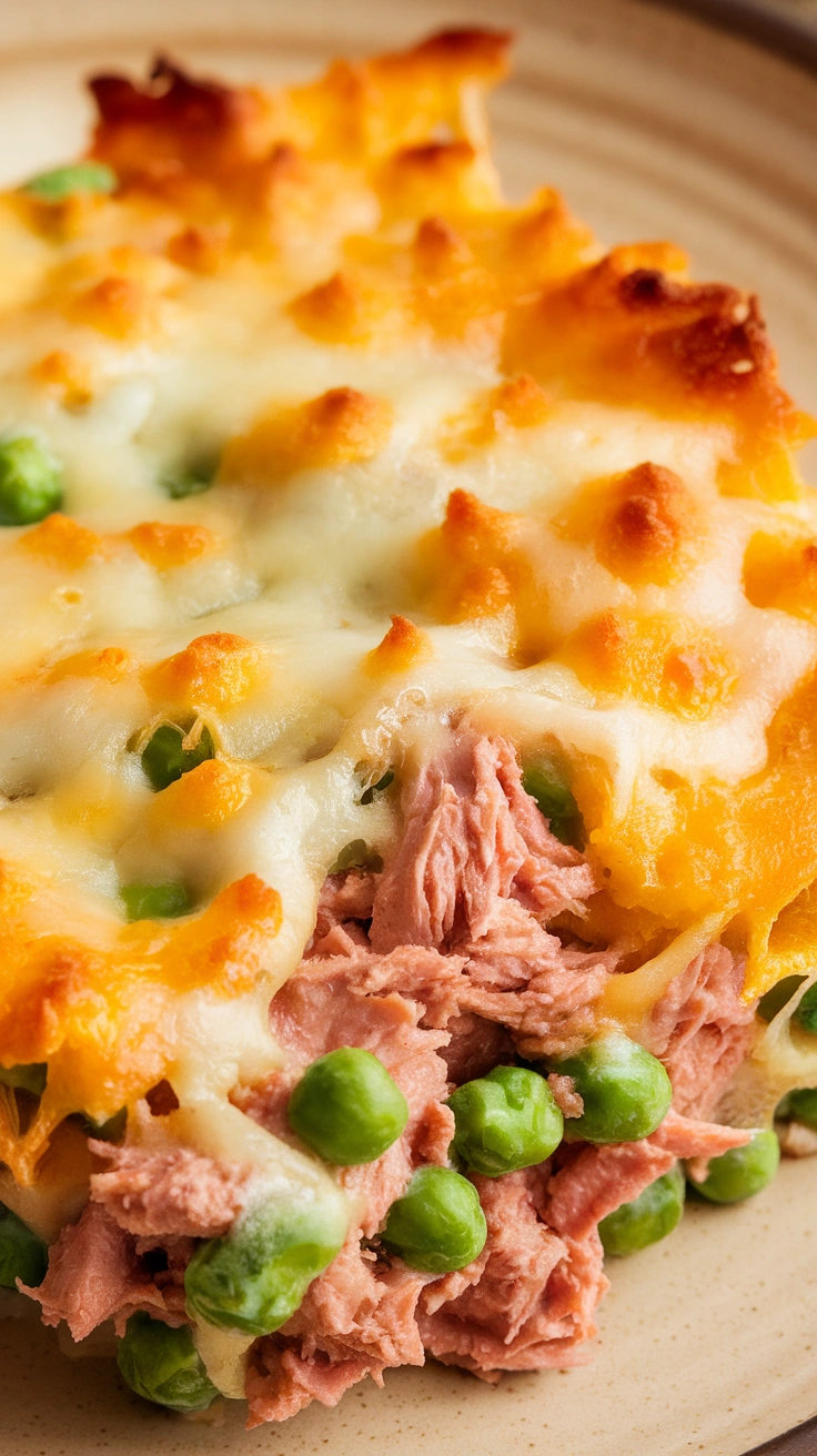 Cheesy Tuna Casserole with Peas