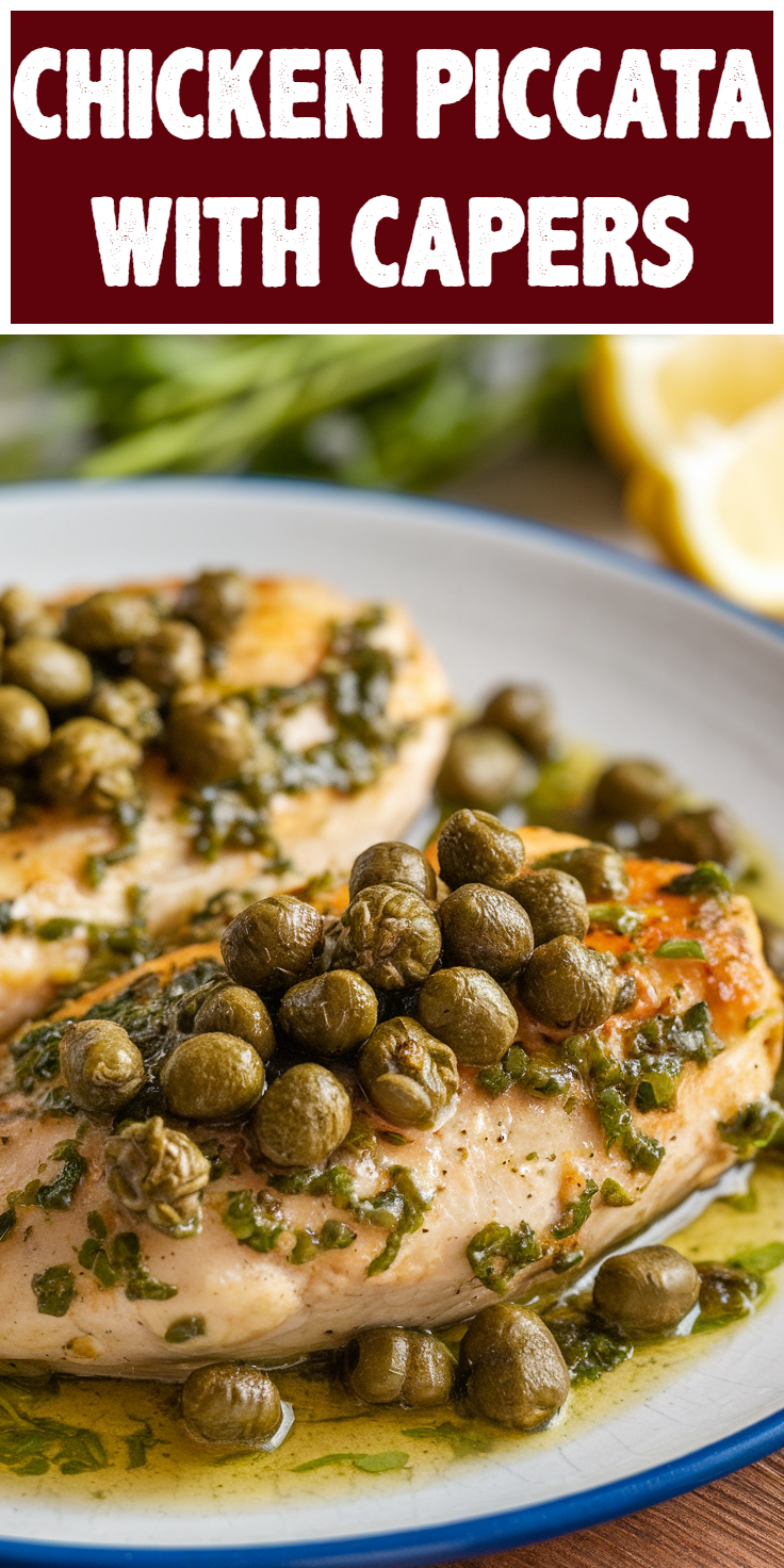 Pinterest Pin for Chicken Piccata with Capers
