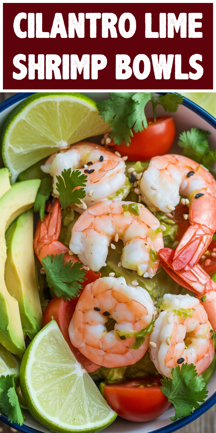 Pinterest Pin for Cilantro Lime Shrimp Bowls