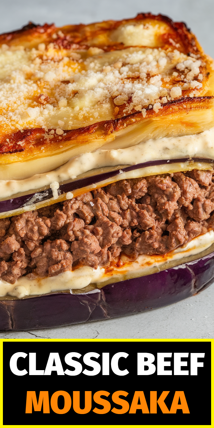 Pinterest Pin for Classic Beef Moussaka