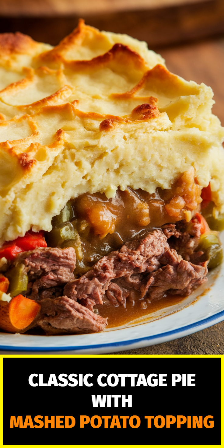 Pinterest Pin for Classic Cottage Pie with Mashed Potato Topping