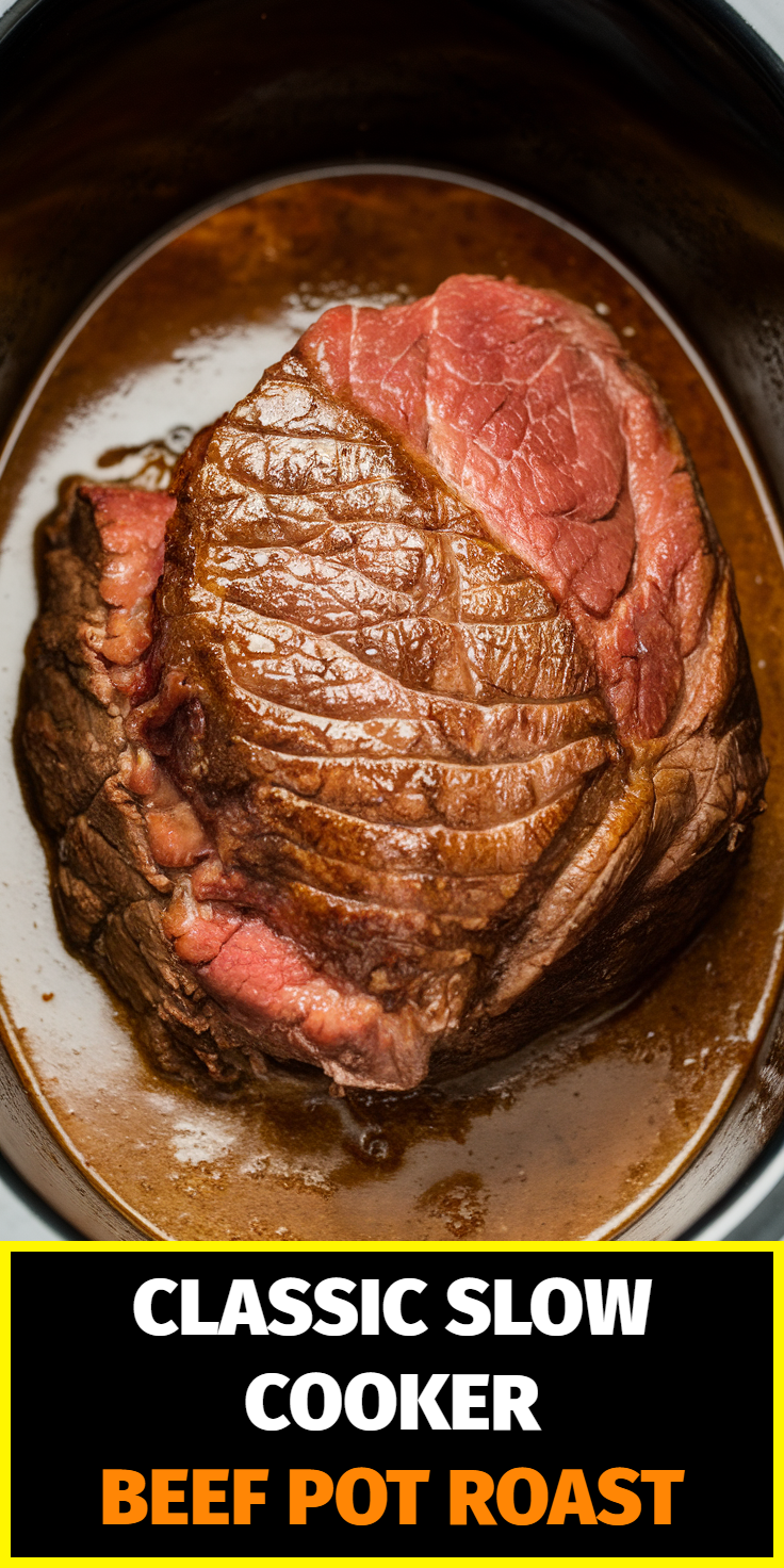 Pinterest Pin for Classic Slow Cooker Beef Pot Roast