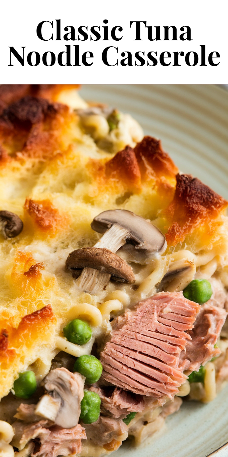 Pinterest Pin for Classic Tuna Noodle Casserole