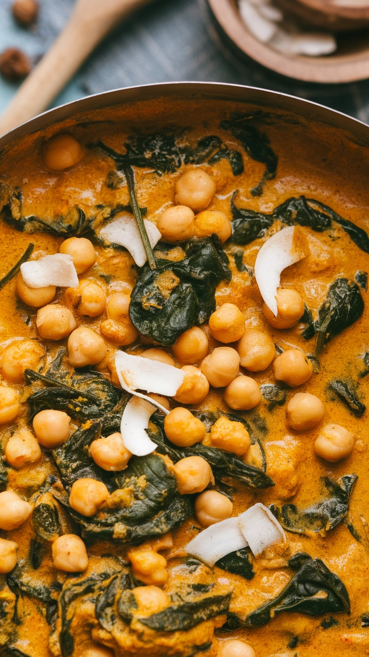 Coconut Chickpea and Spinach Curry