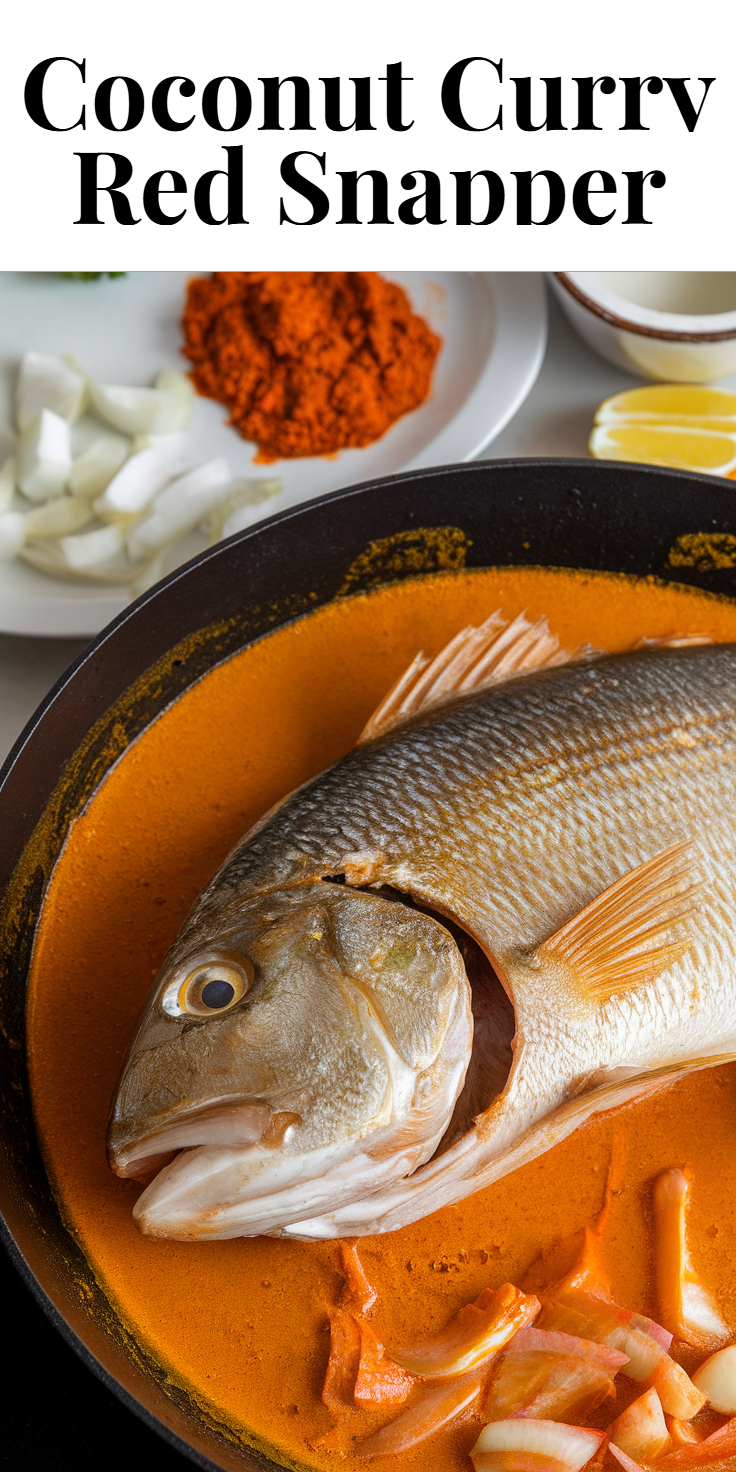 Pinterest Pin for Coconut Curry Red Snapper