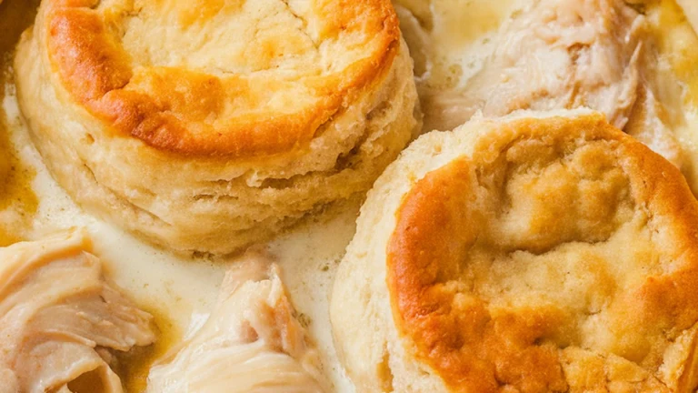 Creamy Chicken and Biscuit Pot Pie - Featured