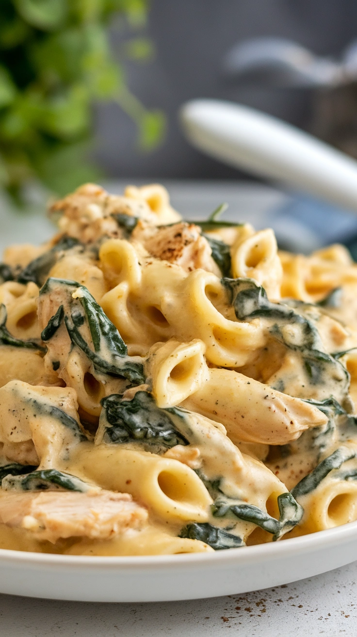 Creamy Garlic Chicken Pasta with Spinach