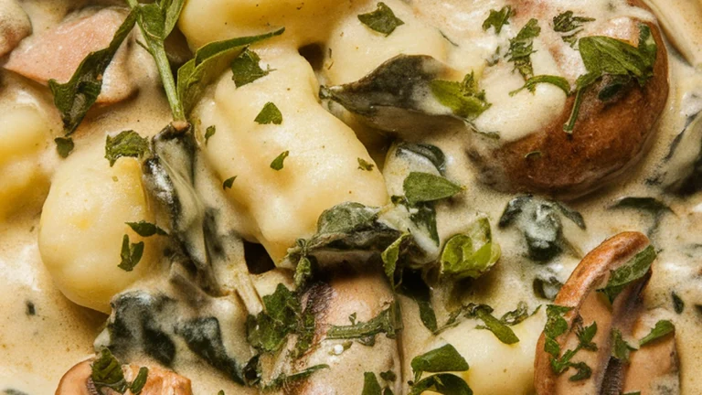 Creamy Mushroom and Spinach Gnocchi - Featured
