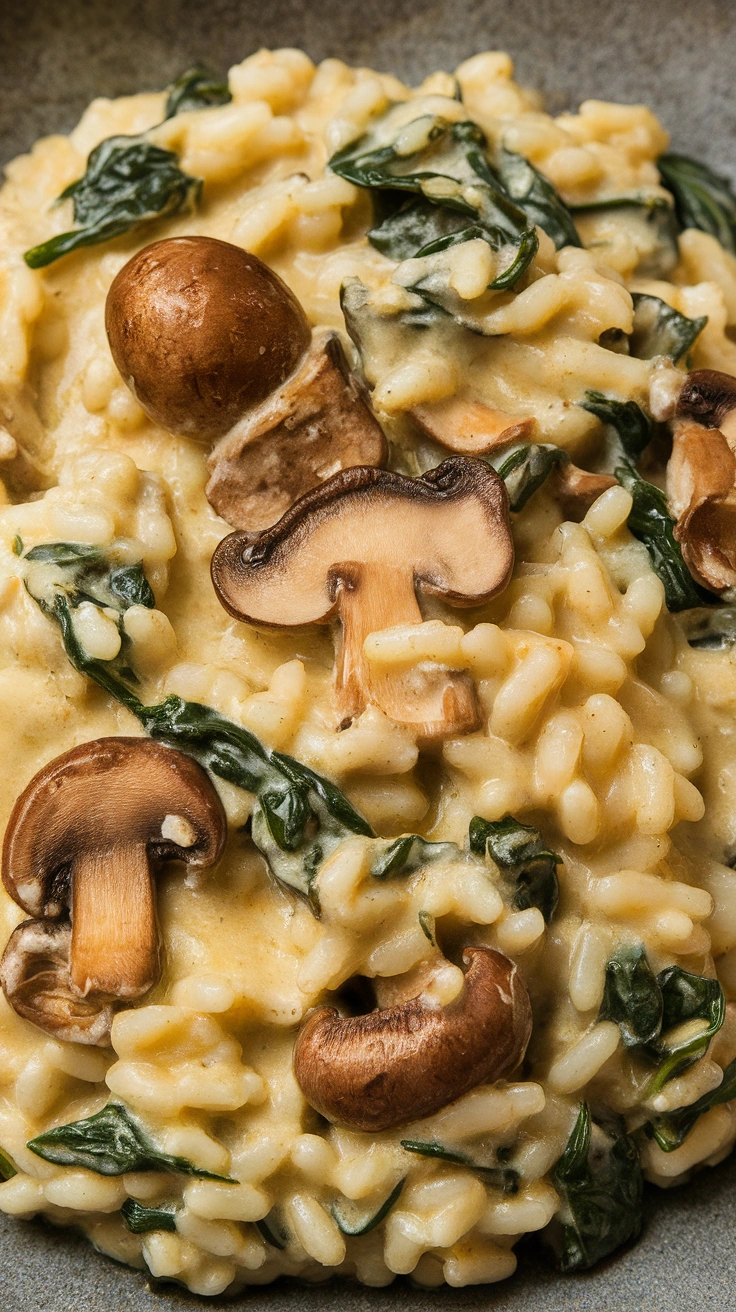 Creamy Mushroom and Spinach Risotto