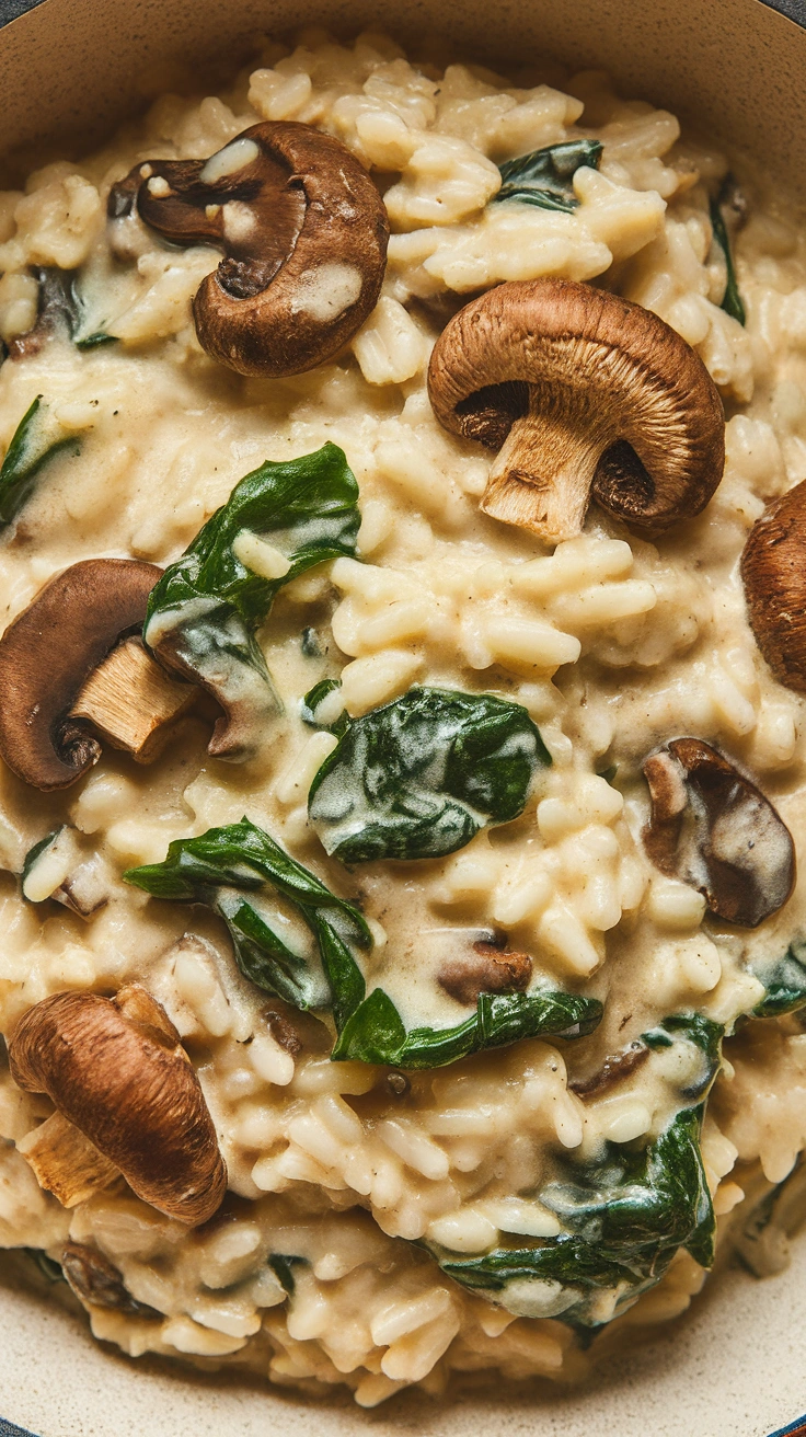 Creamy Mushroom and Spinach Risotto