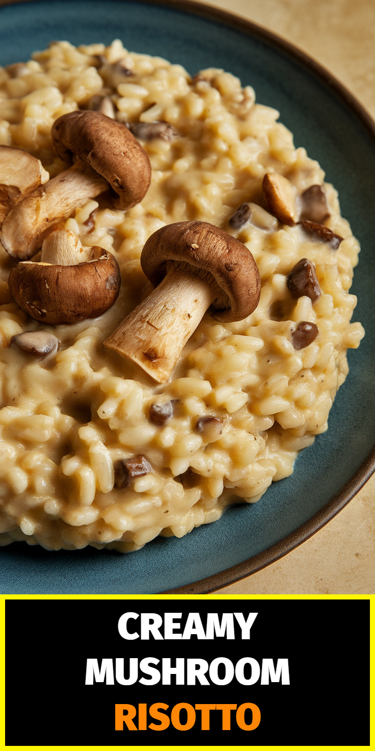 Pinterest Pin for Creamy Mushroom Risotto