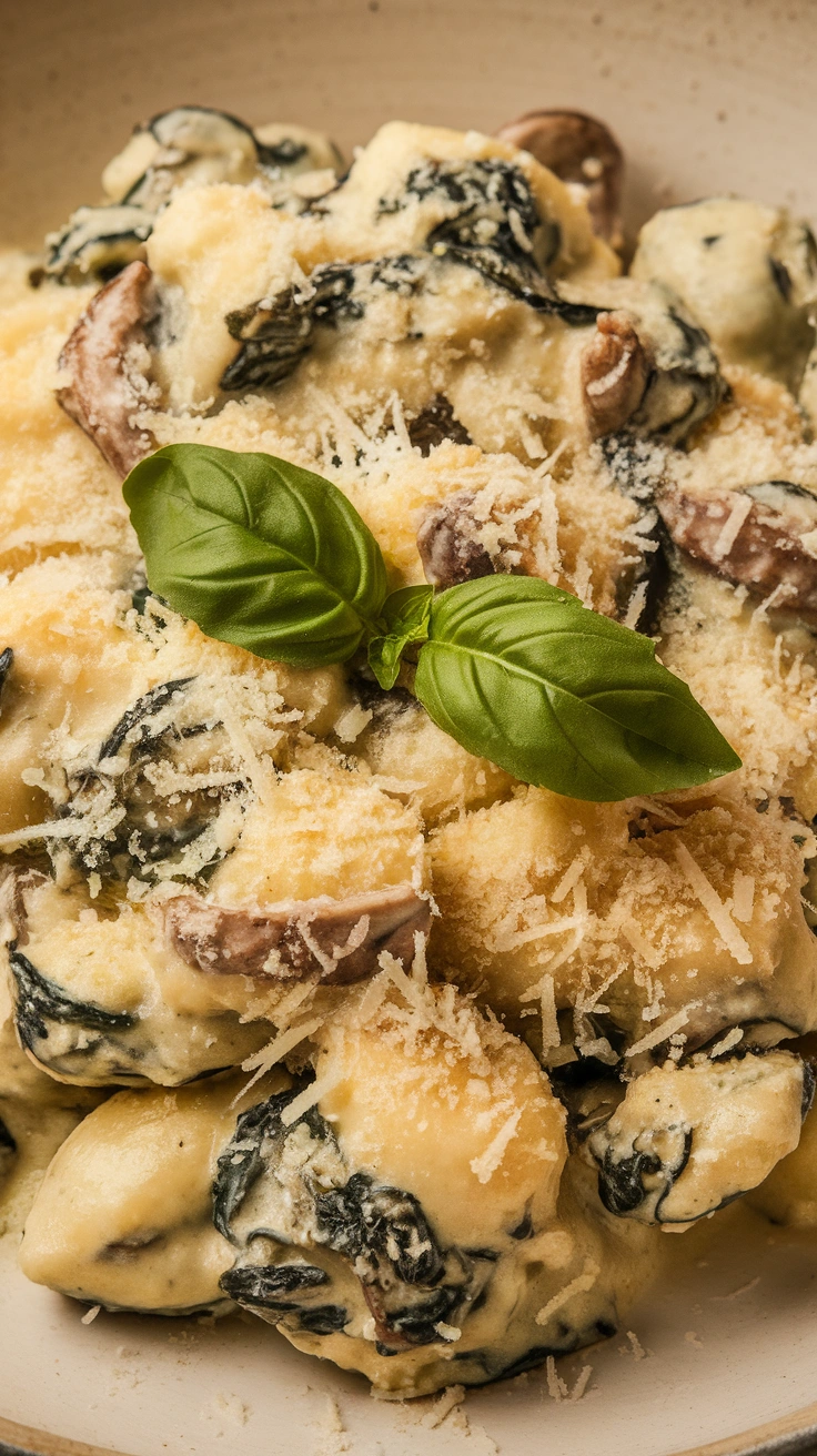 Creamy Spinach and Mushroom Gnocchi