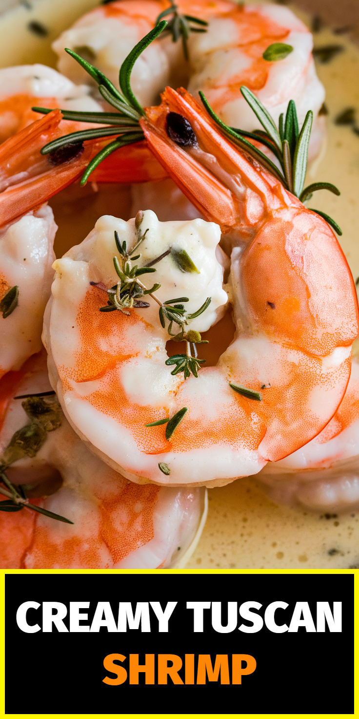 Pinterest Pin for Creamy Tuscan Shrimp