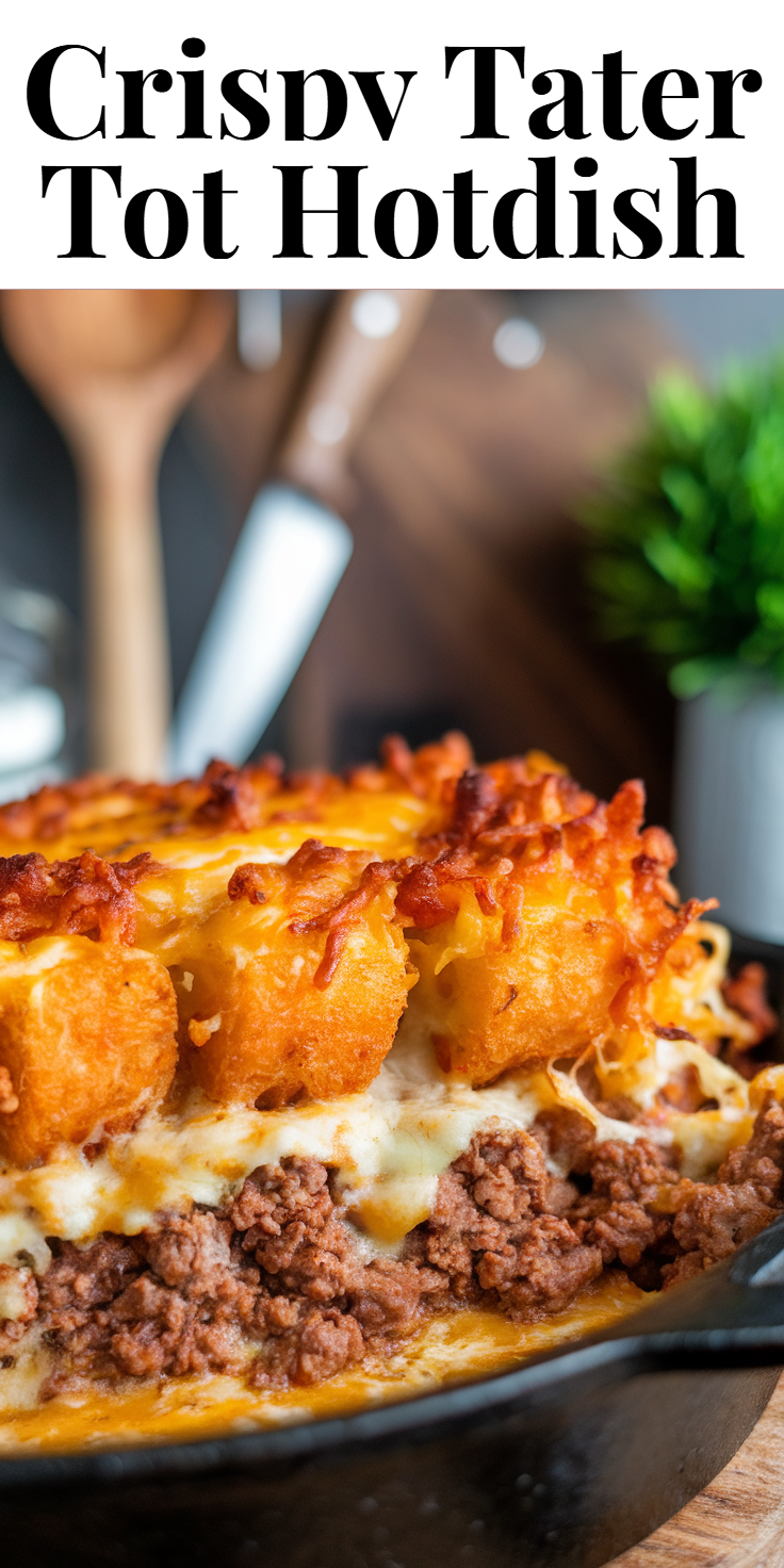 Pinterest Pin for Crispy Tater Tot Hotdish