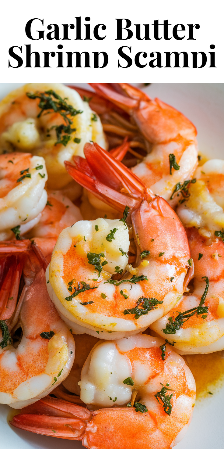 Pinterest Pin for Garlic Butter Shrimp Scampi