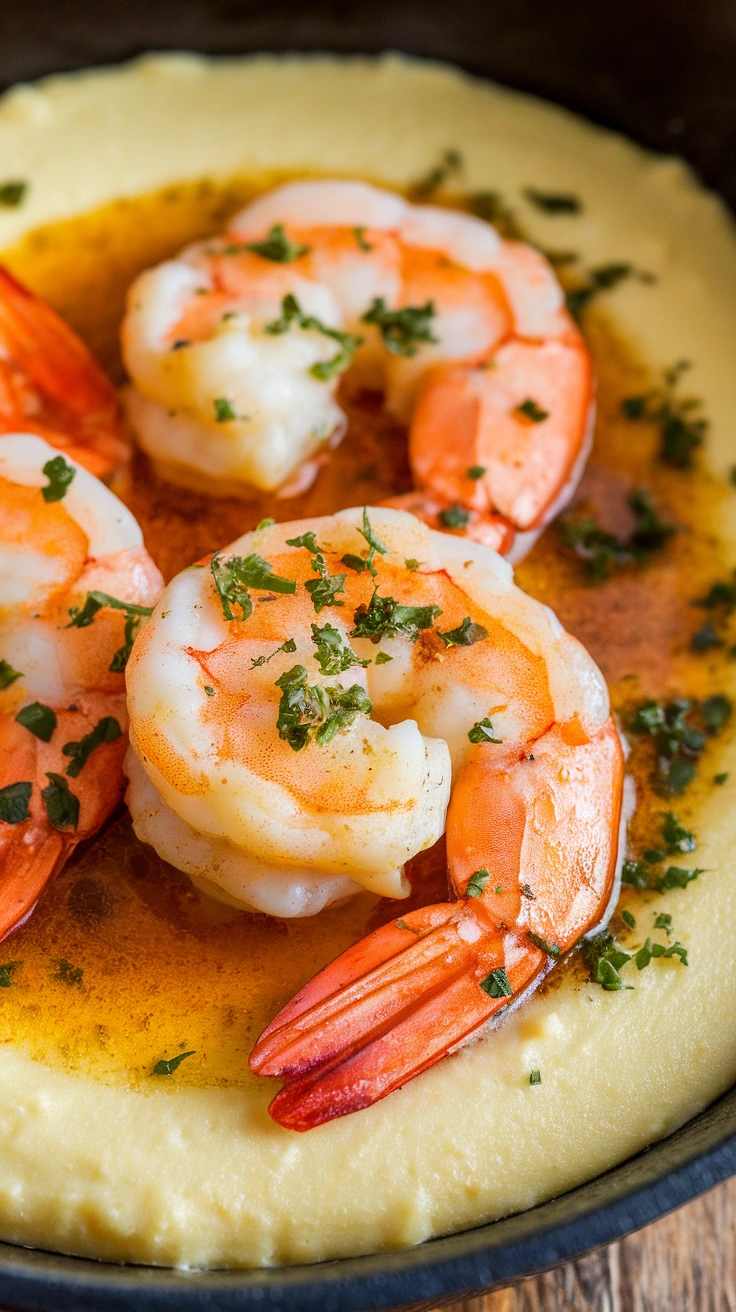 Garlic Butter Shrimp with Polenta