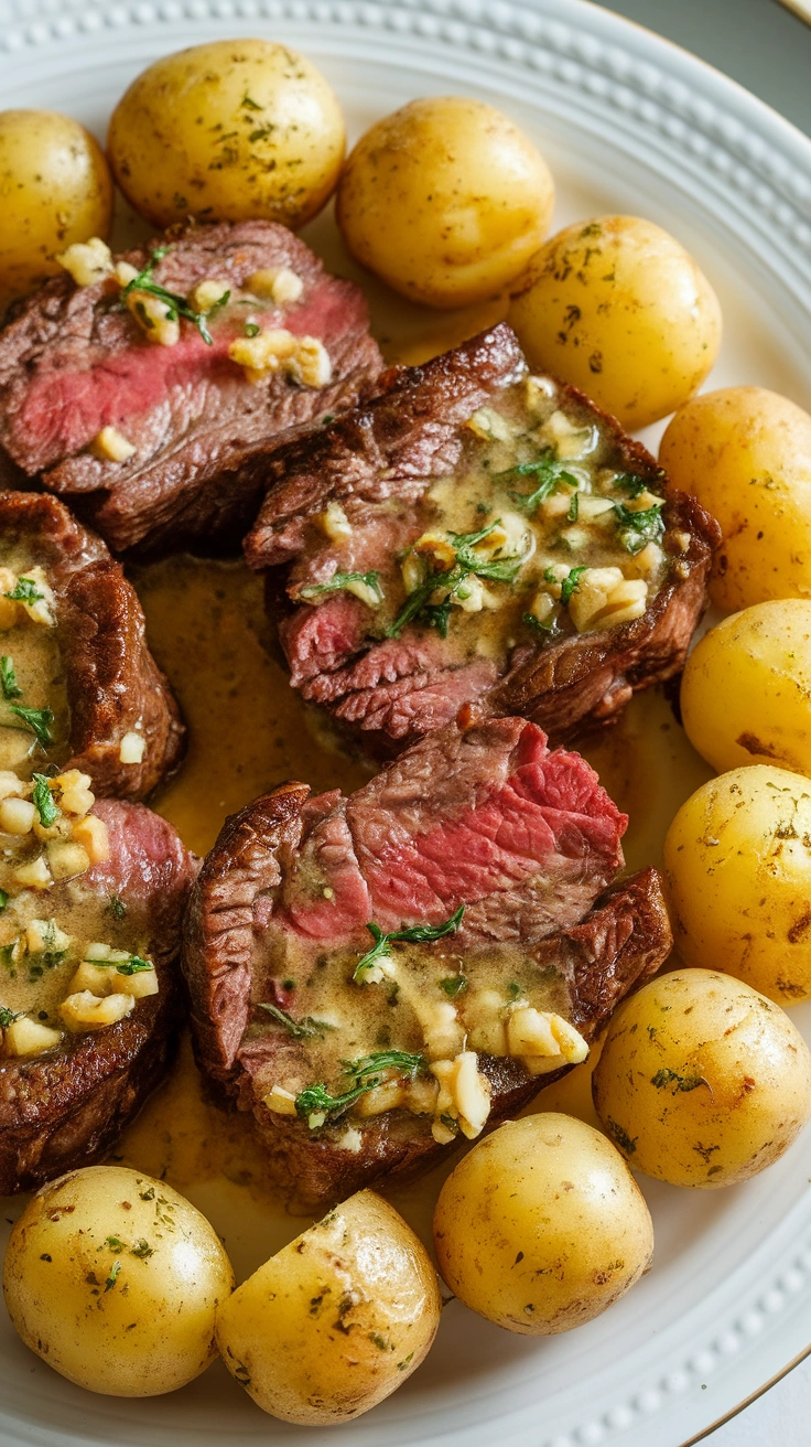 Garlic Butter Steak Bites with Potatoes