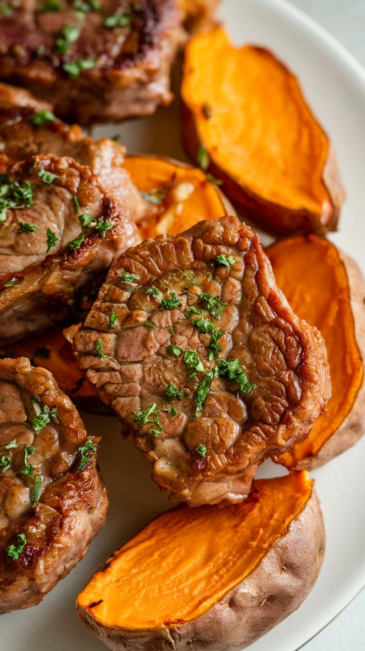 Garlic Butter Steak Bites with Sweet Potatoes