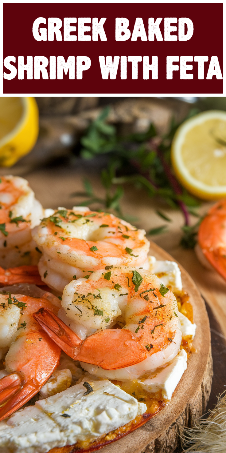 Pinterest Pin for Greek Baked Shrimp with Feta