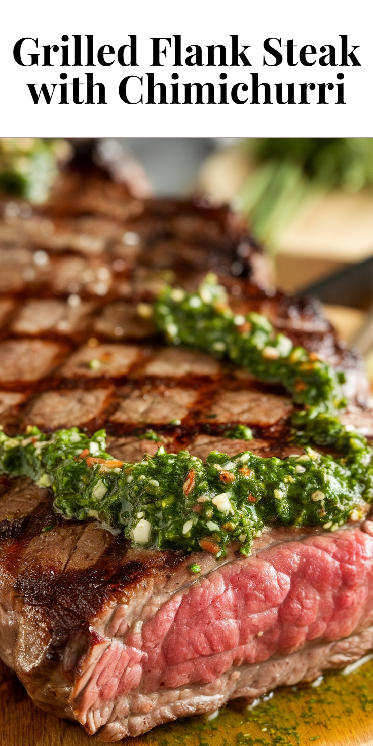 Pinterest Pin for Grilled Flank Steak with Chimichurri