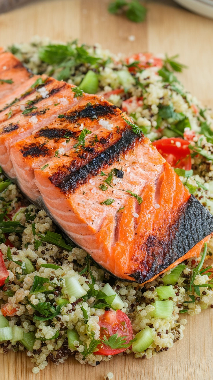 Grilled Salmon with Quinoa Tabbouleh