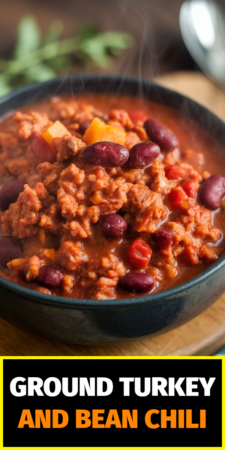 Pinterest Pin for Ground Turkey and Bean Chili