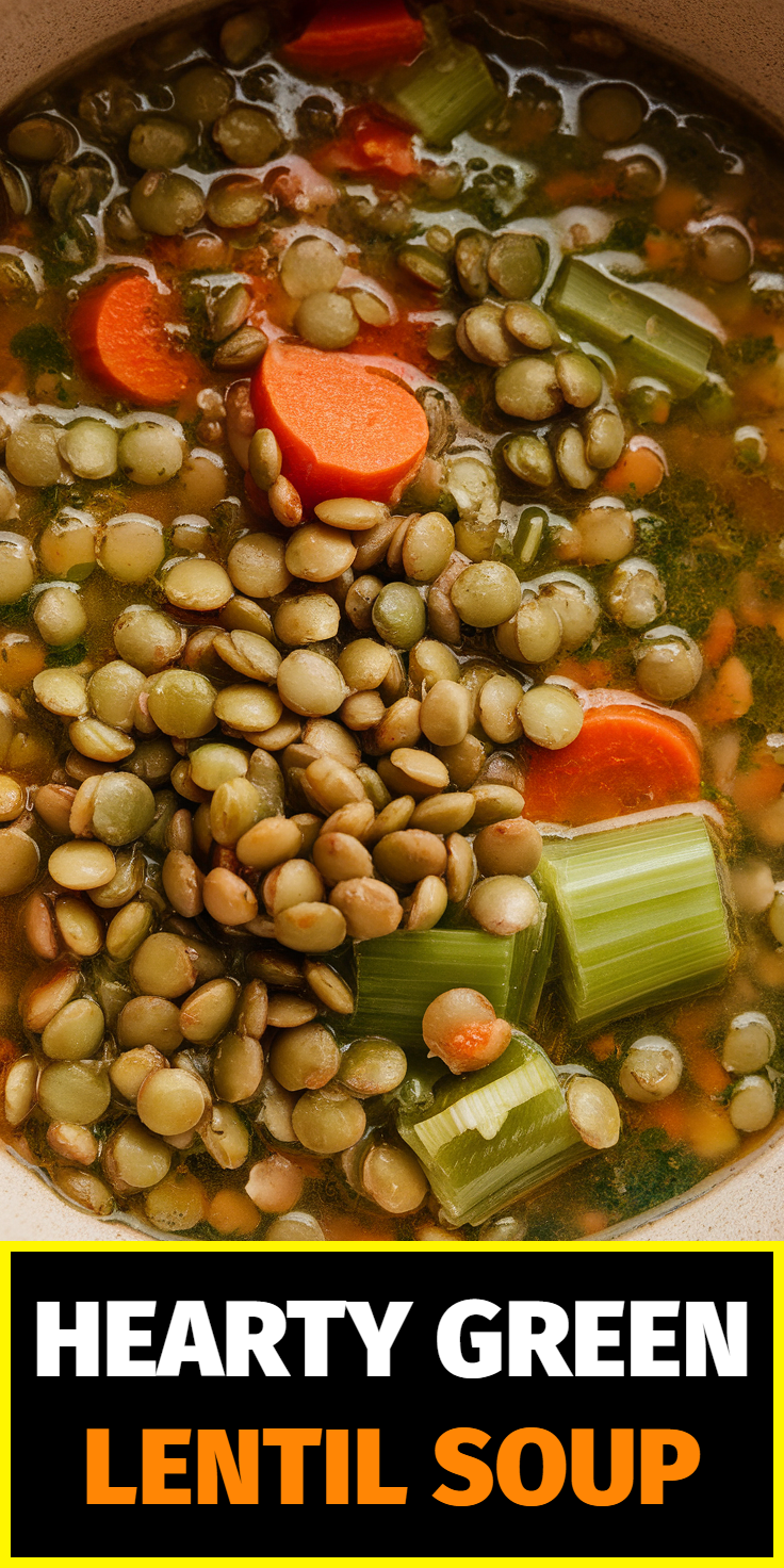Pinterest Pin for Hearty Green Lentil Soup