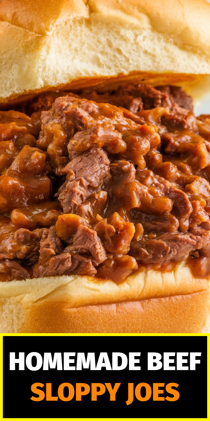 Pinterest Pin for Homemade Beef Sloppy Joes