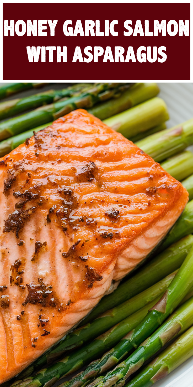 Pinterest Pin for Honey Garlic Salmon with Asparagus