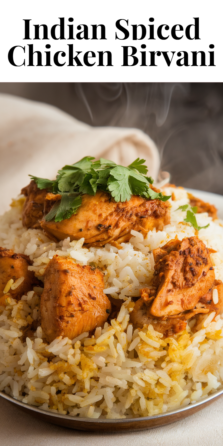 Pinterest Pin for Indian Spiced Chicken Biryani