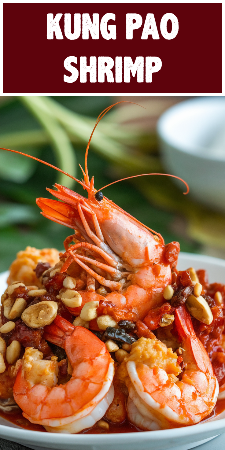 Pinterest Pin for Kung Pao Shrimp