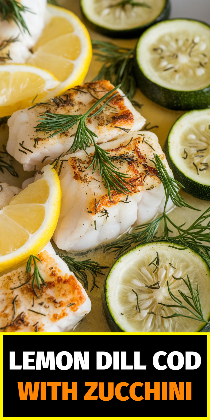 Pinterest Pin for Lemon Dill Cod with Zucchini